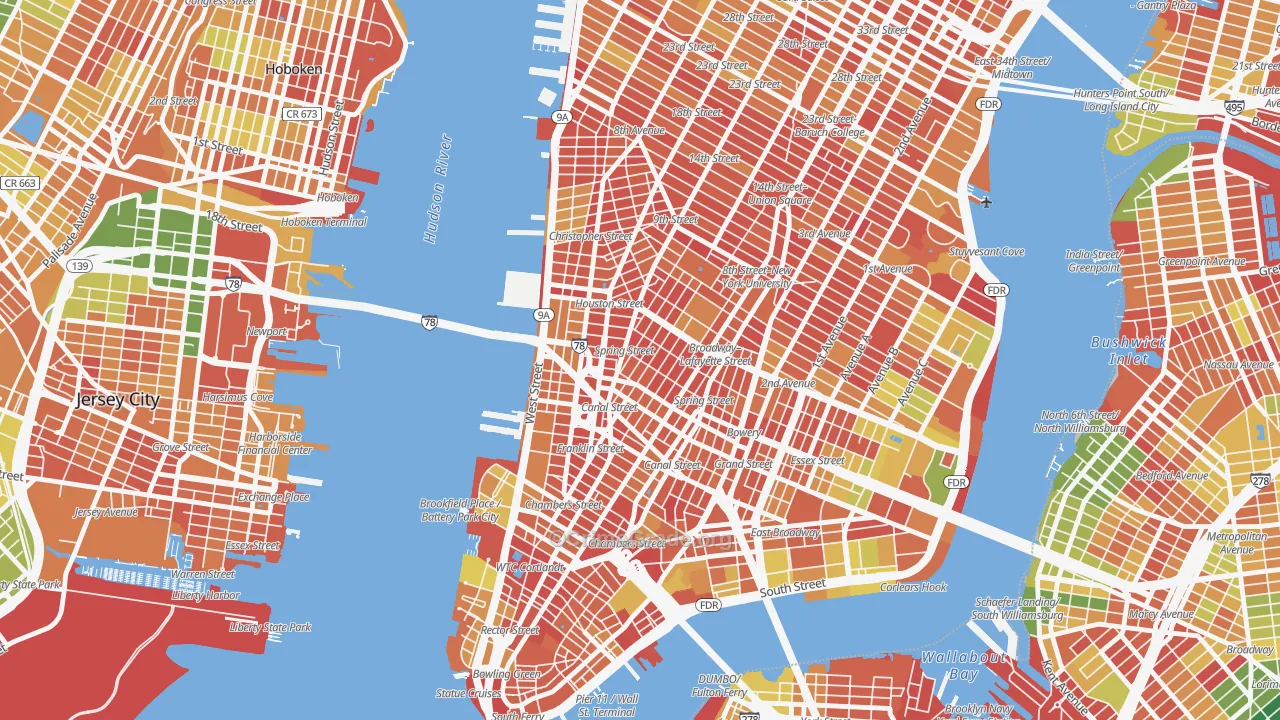 Soho, Manhattan, NY Map of Arson Rates