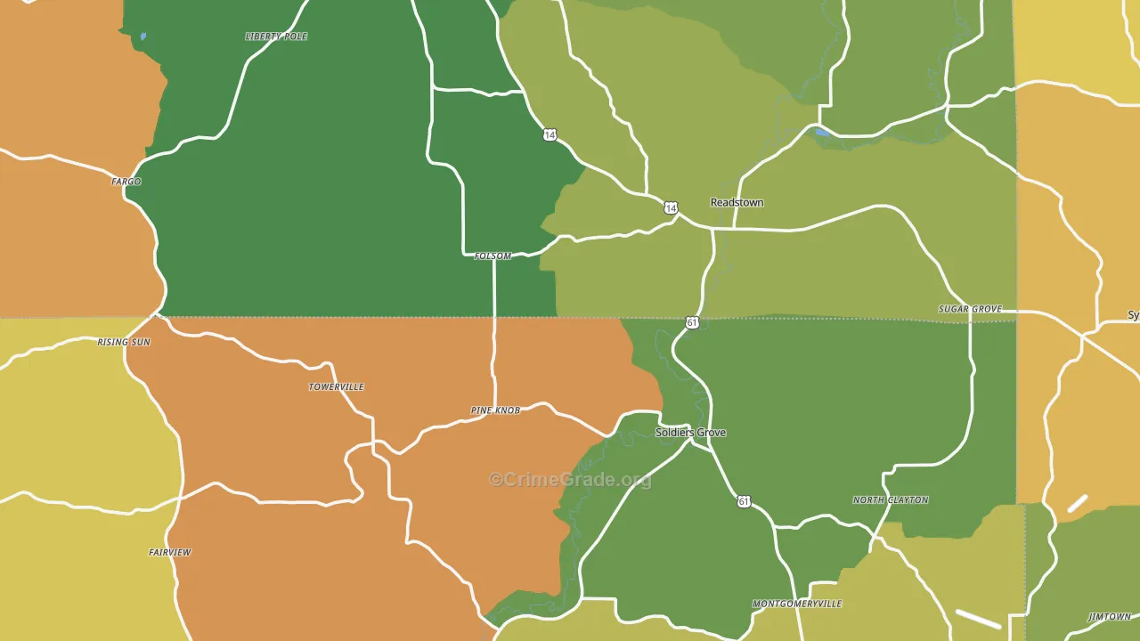 Soldiers Grove, WI Map of Arson Rates