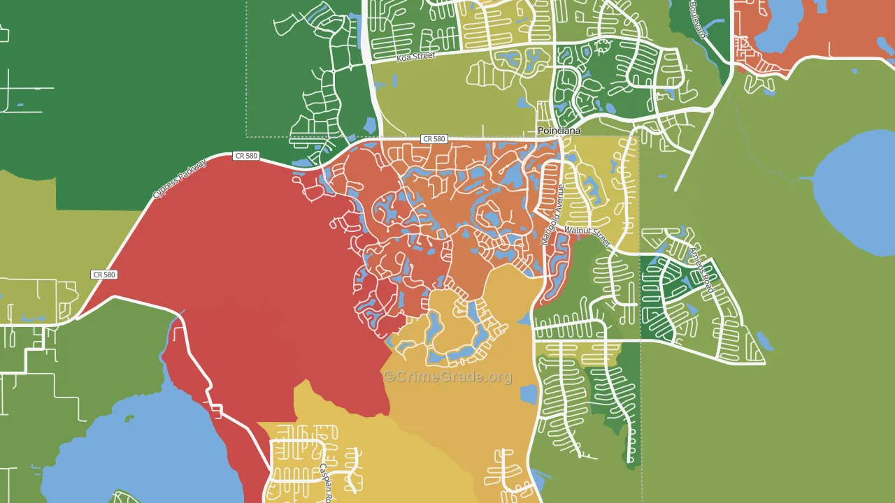 Solivita, Poinciana, FL Map of Arson Rates