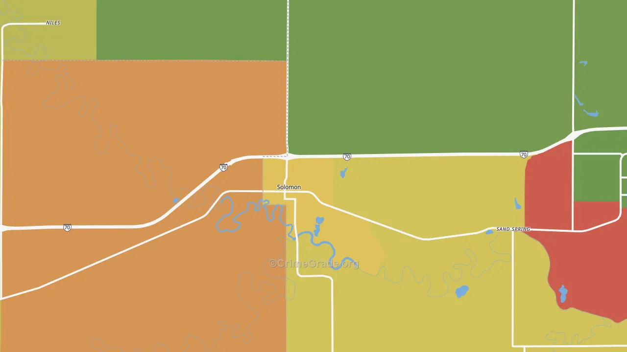 Solomon, KS Map of Arson Rates