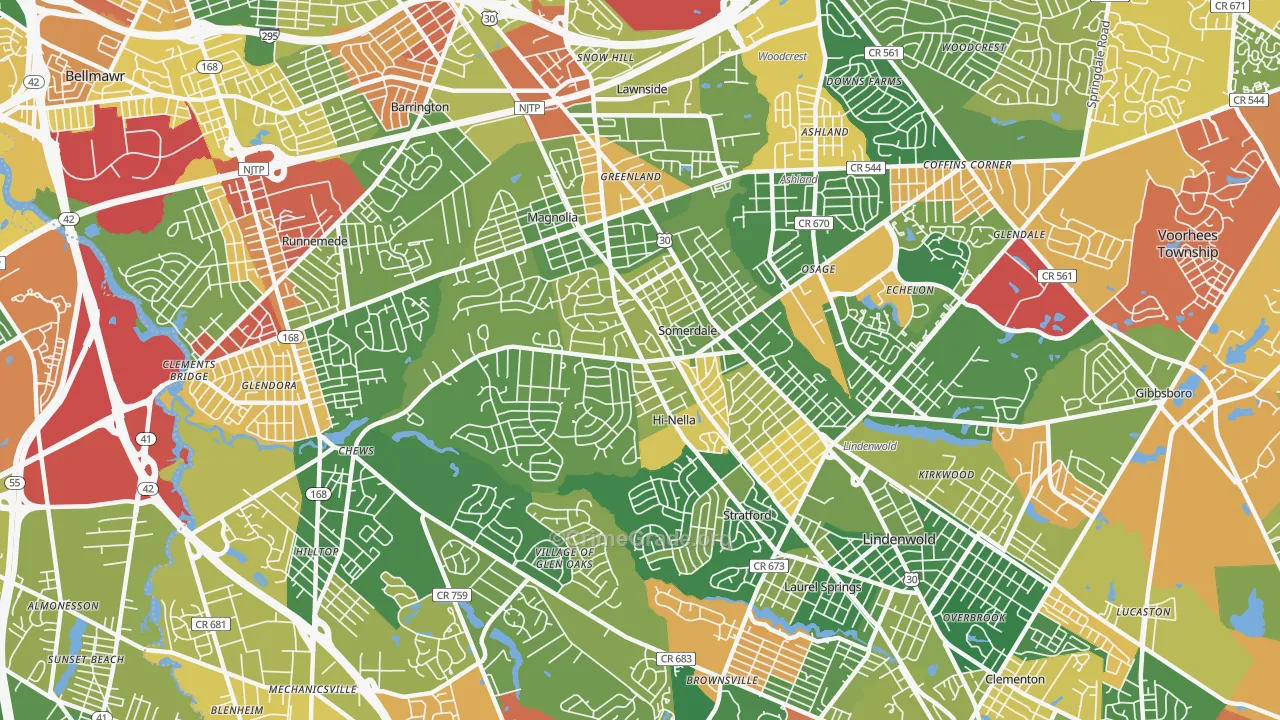 Somerdale, NJ Map of Arson Rates