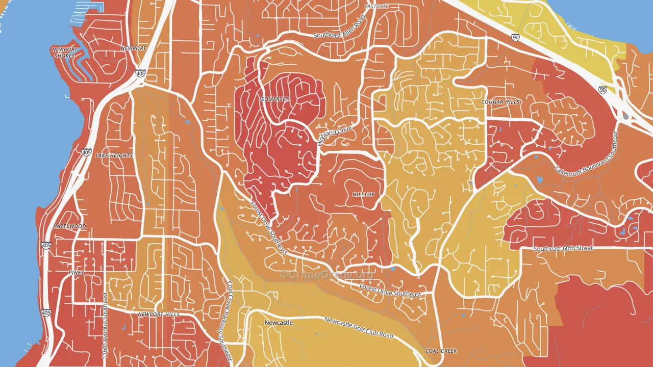 Somerset, Bellevue, WA Map of Arson Rates