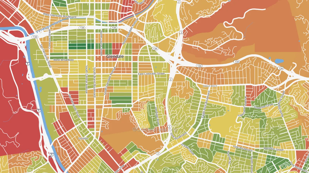 Somerset, Glendale, CA Map of Arson Rates