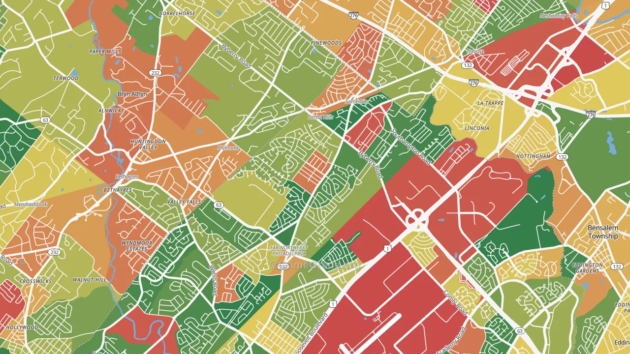 Somerton, Philadelphia, PA Map of Arson Rates