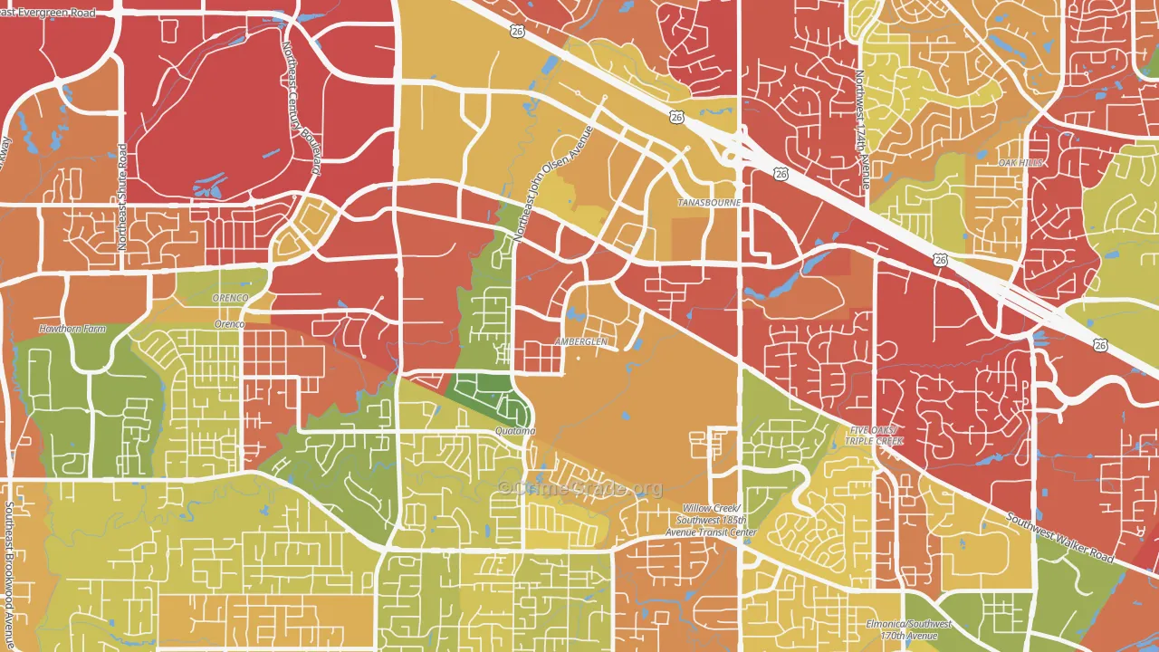 Sommerset West-Elmonica South, Hillsboro, OR Map of Arson Rates