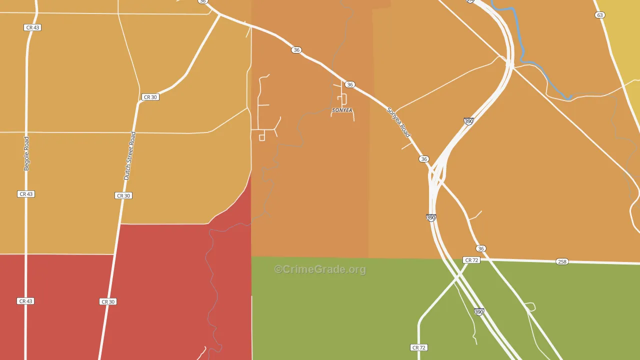 Sonyea, NY Map of Arson Rates