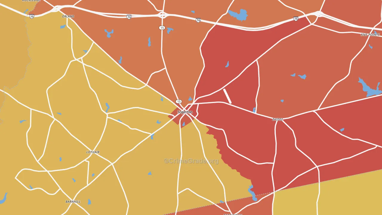 Soperton, GA Map of Arson Rates
