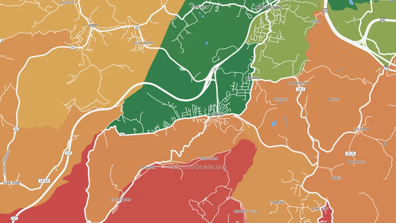 Sophia, WV Map of Arson Rates