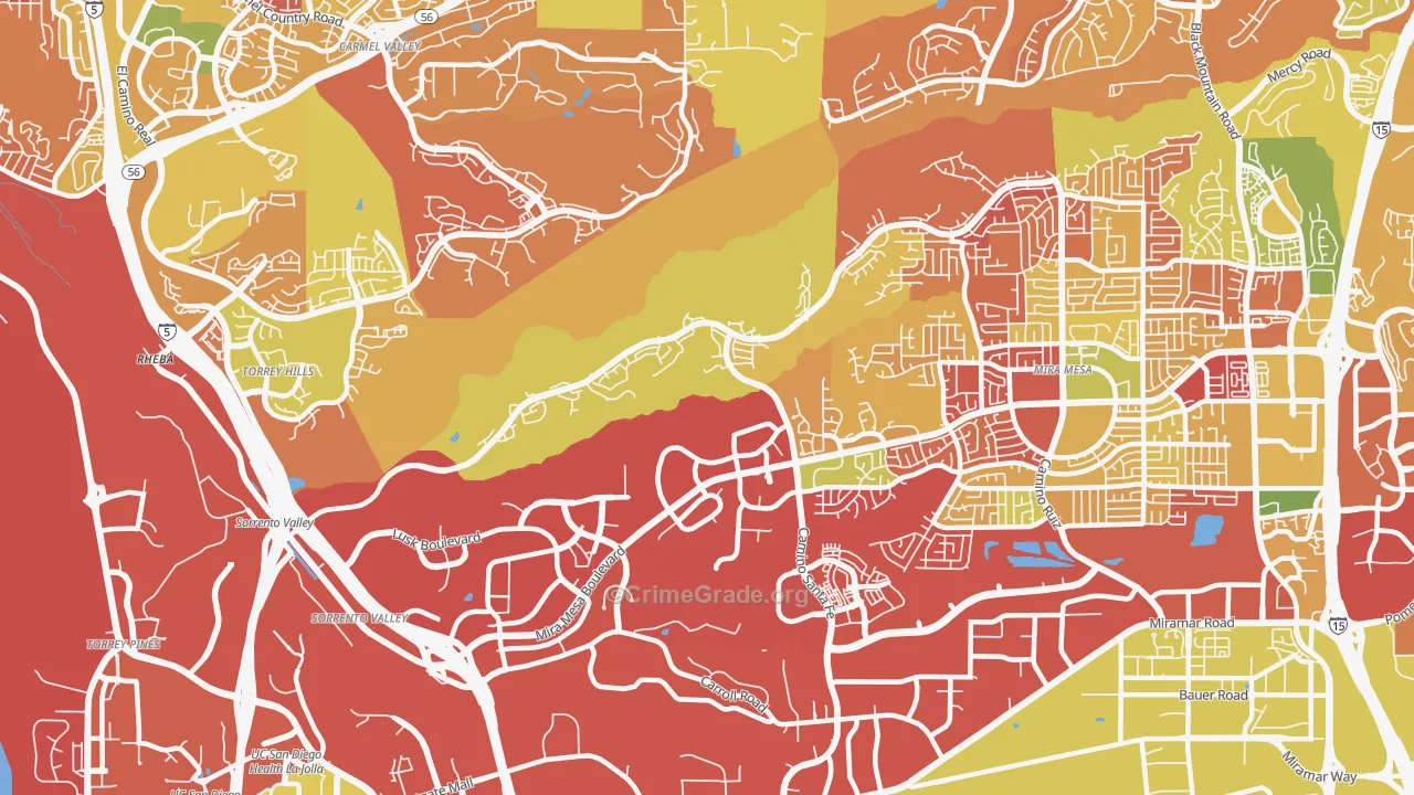 Sorrento Valley, San Diego, CA Map of Arson Rates