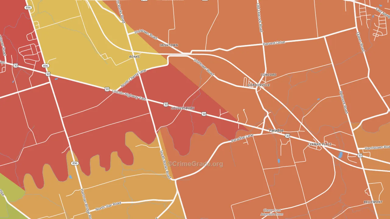 Soudersburg, PA Map of Arson Rates