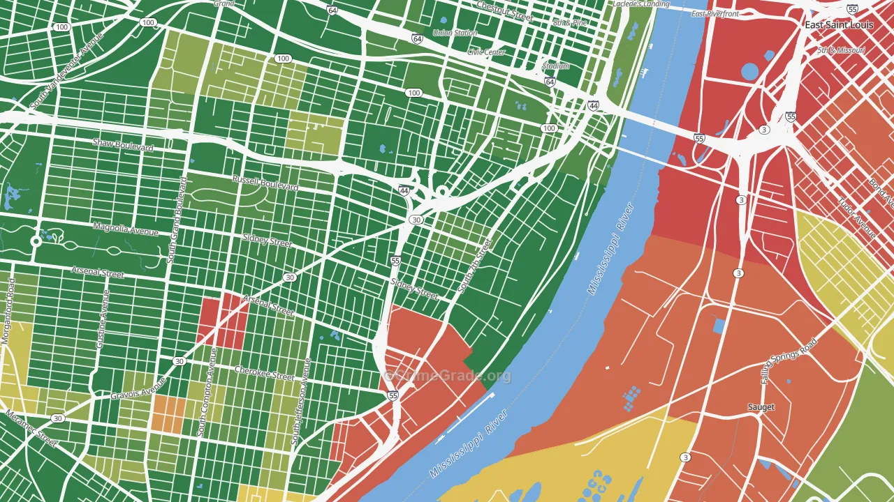 Soulard, St. Louis, MO Map of Arson Rates