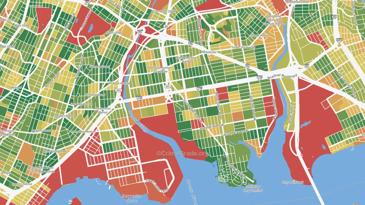 Soundview, Bronx, NY Map of Arson Rates