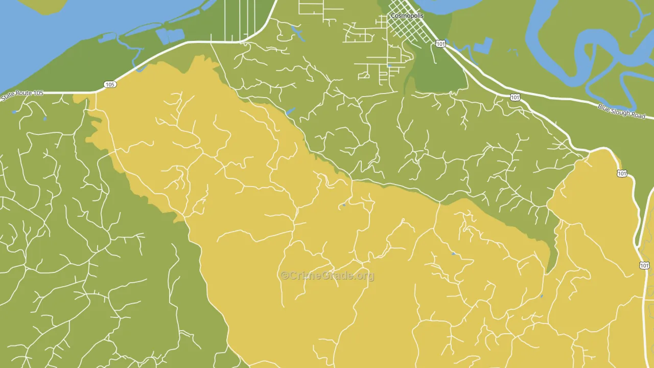 South Aberdeen, WA Map of Arson Rates