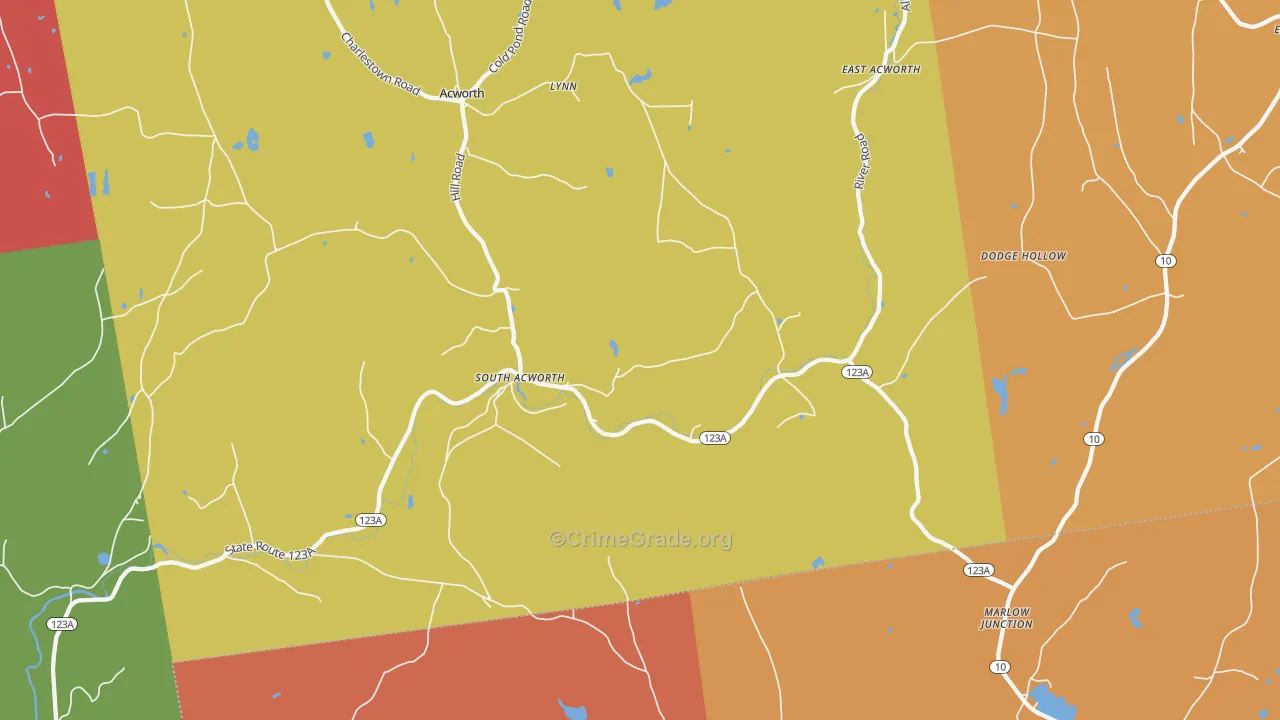South Acworth, NH Map of Arson Rates