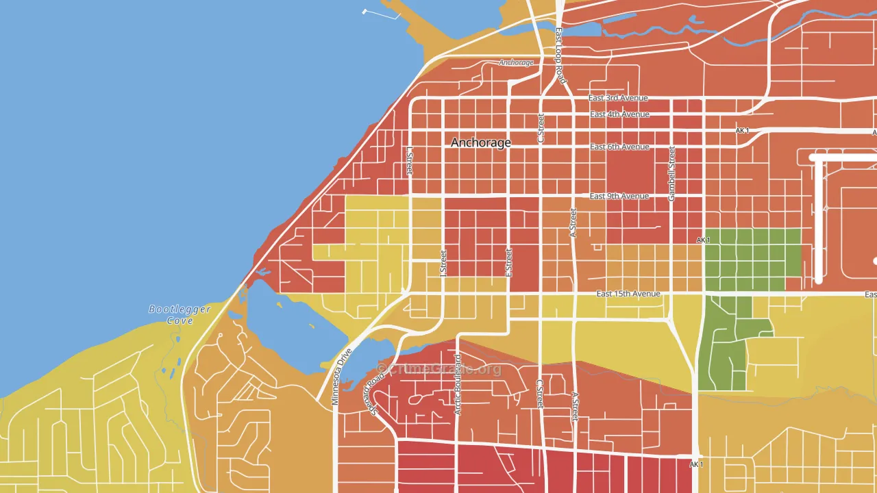 South Addition, Anchorage, AK Map of Arson Rates