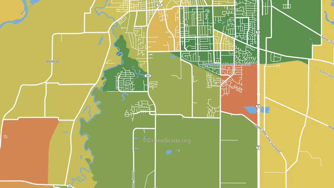 South Albany, Albany, OR Map of Arson Rates