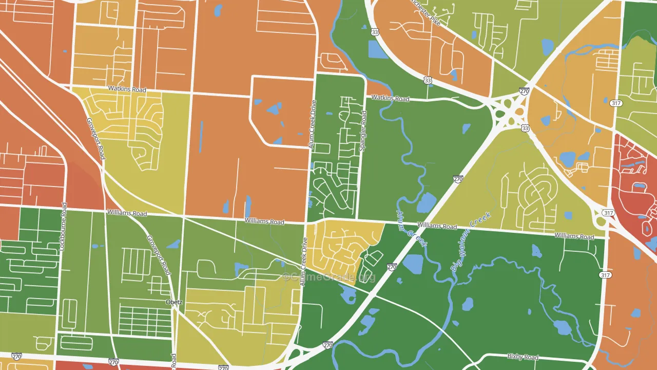 South Alum Creek, Columbus, OH Map of Arson Rates