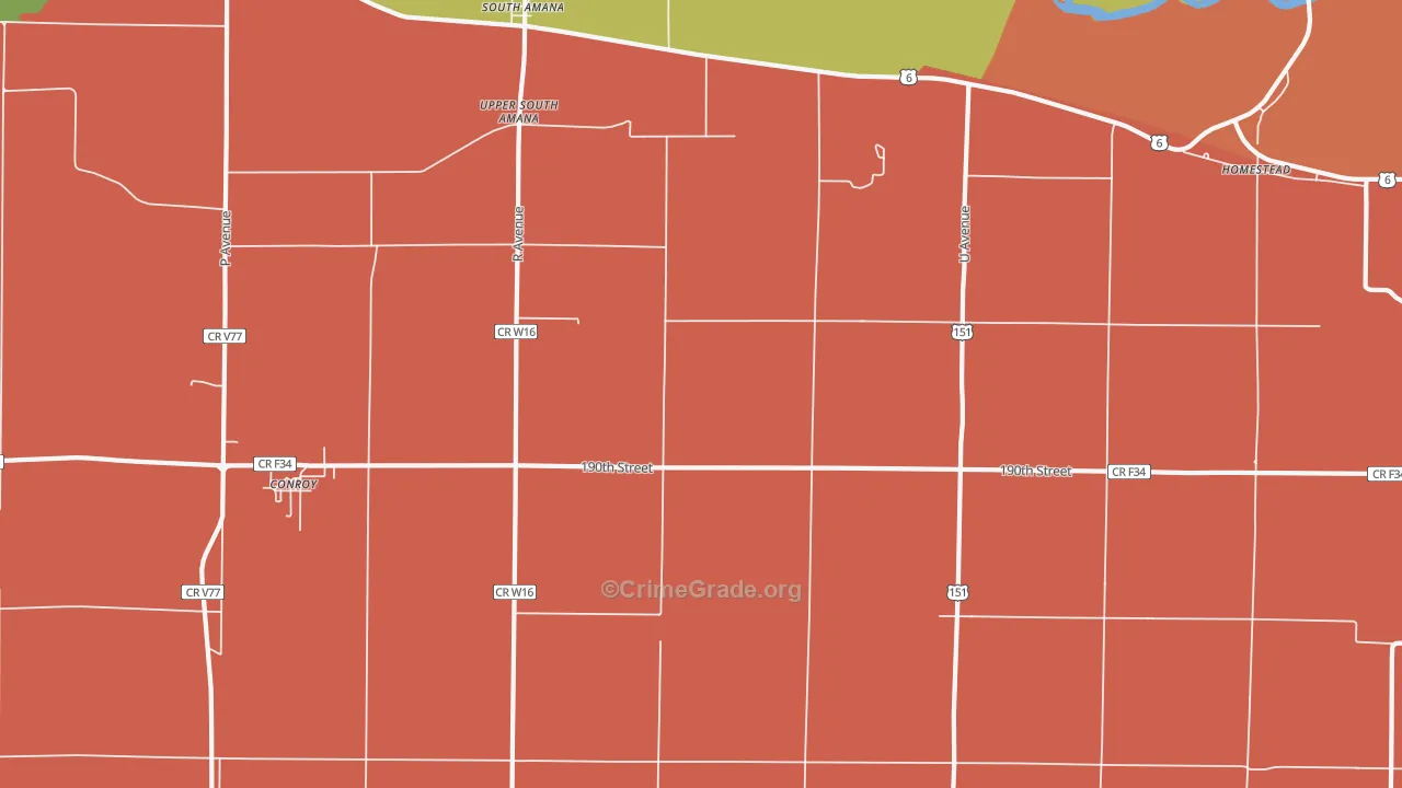 South Amana, IA Map of Arson Rates