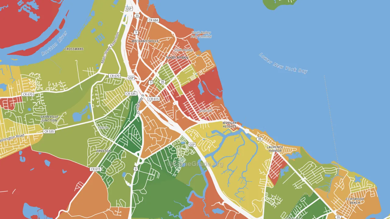 South Amboy, NJ Map of Arson Rates