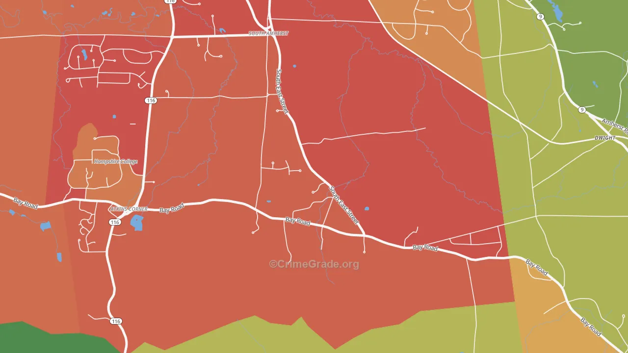 South Amherst, MA Map of Arson Rates