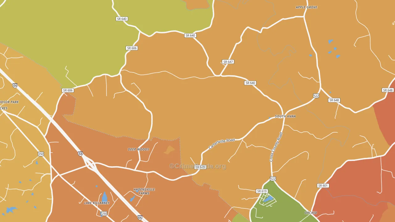 South Anna, VA Map of Arson Rates