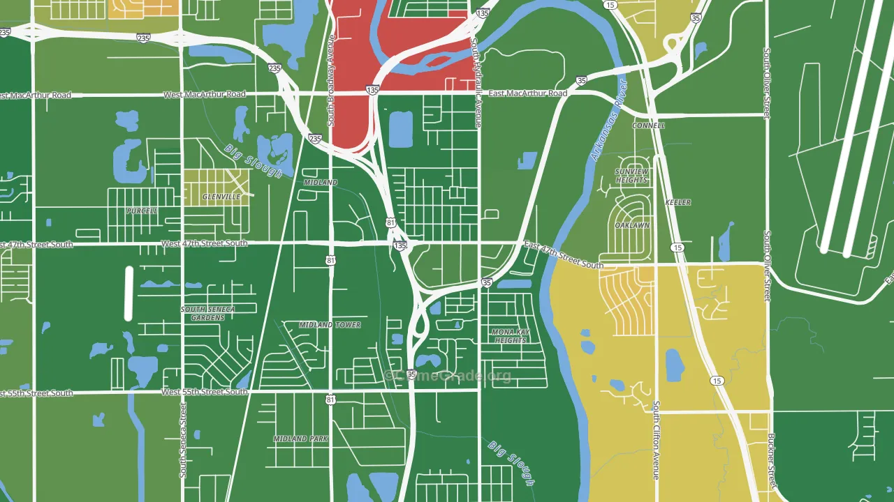 South Area, Wichita, KS Map of Arson Rates