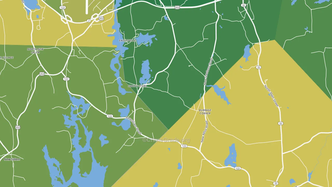 South Athol, MA Map of Arson Rates