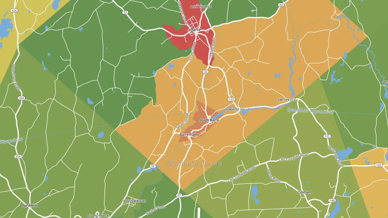 South Barre, MA Map of Arson Rates