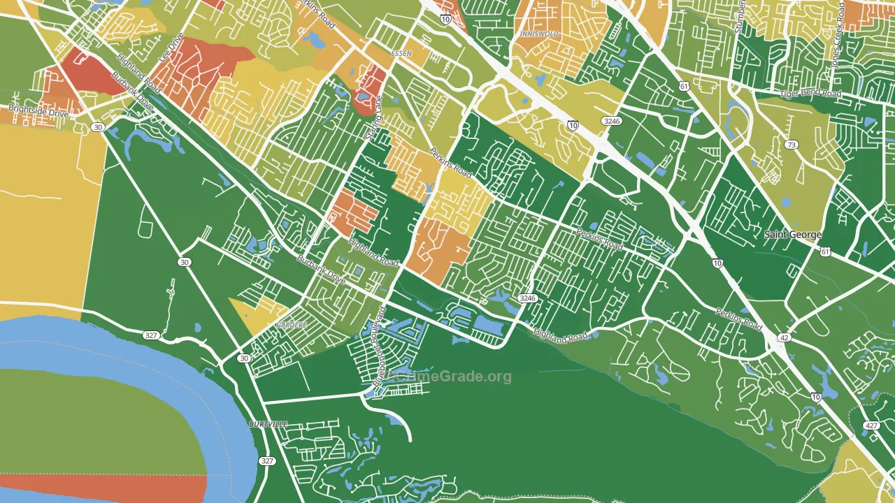 South Baton Rouge, Baton Rouge, LA Map of Arson Rates