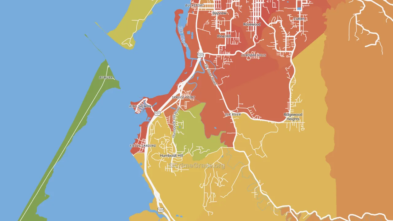 South Bay, Eureka, CA Map of Arson Rates