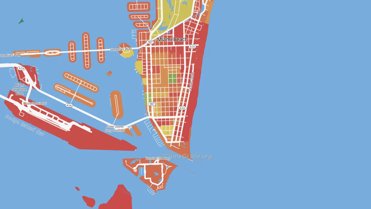 South Beach Miami Beach, Miami Beach, FL Map of Arson Rates