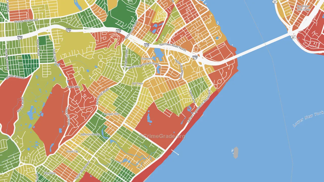 South Beach, Staten Island, NY Map of Arson Rates