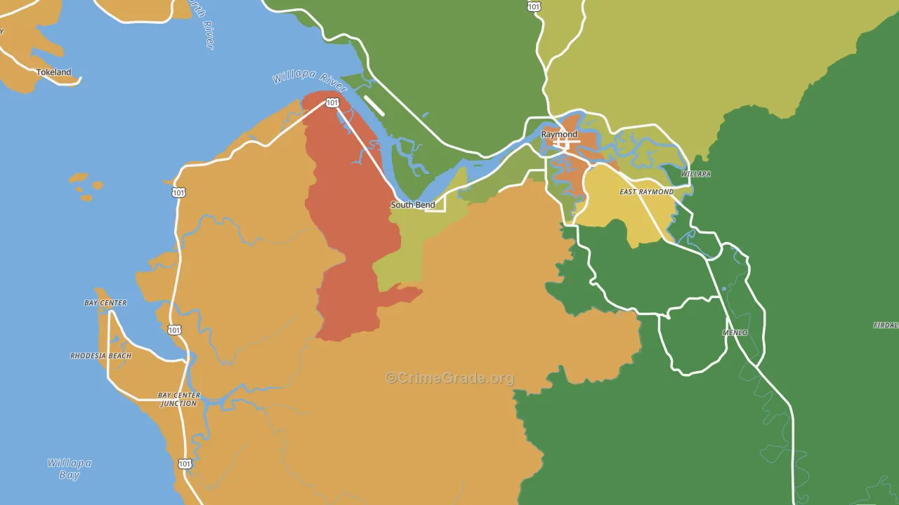 South Bend, WA Map of Arson Rates
