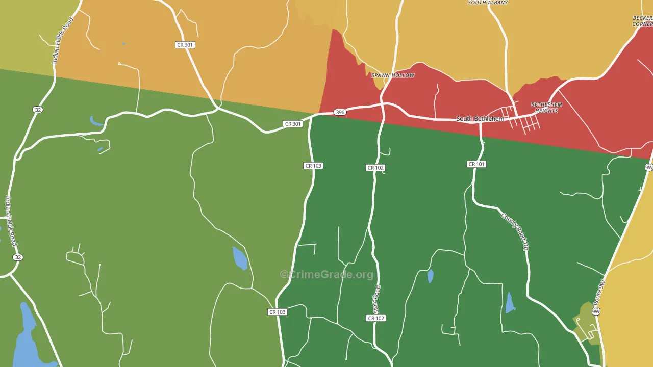 South Bethlehem, NY Map of Arson Rates