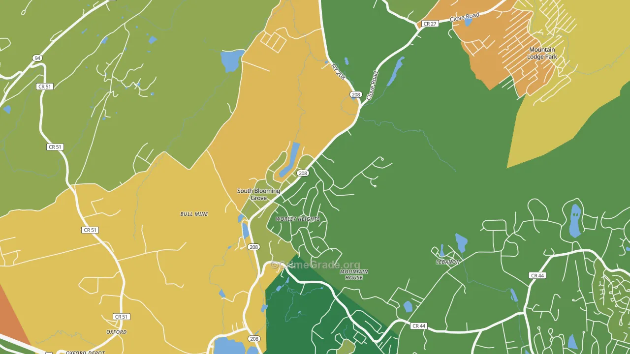South Blooming Grove, NY Map of Arson Rates