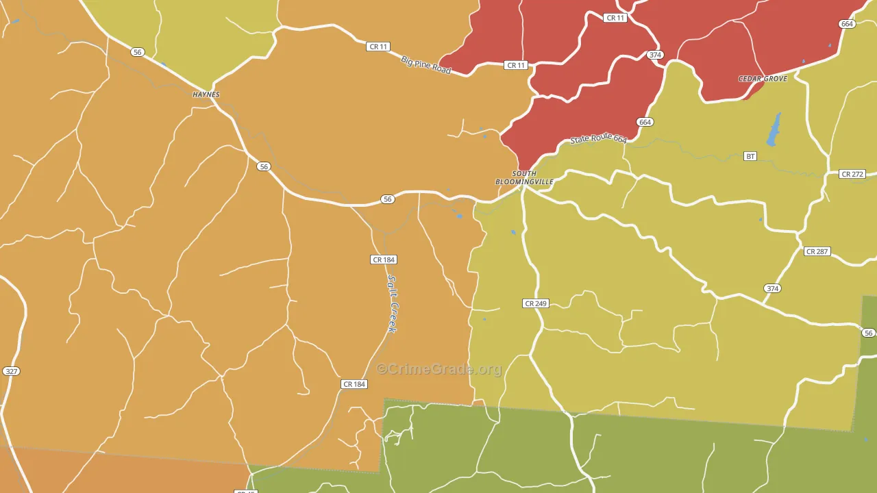 South Bloomingville, OH Map of Arson Rates