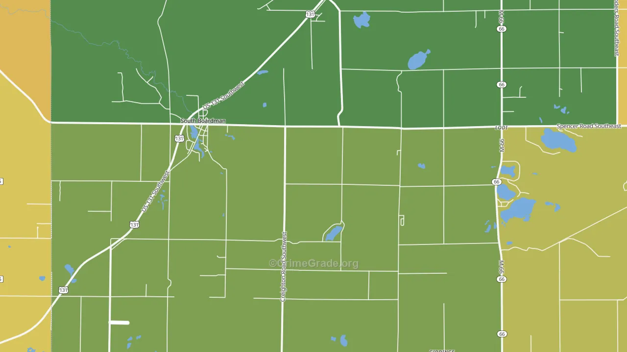 South Boardman, MI Map of Arson Rates