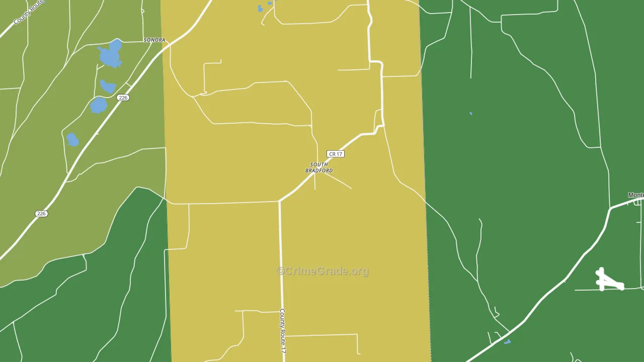 South Bradford, NY Map of Arson Rates
