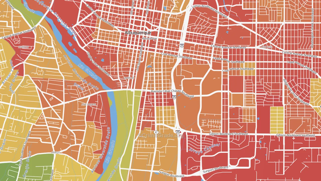 South Broadway, Albuquerque, NM Map of Arson Rates