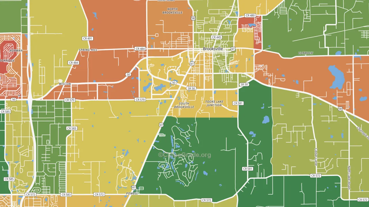 South Brooksville, FL Map of Arson Rates