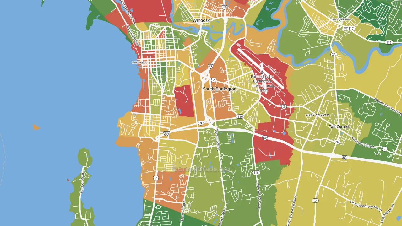 South Burlington, VT Map of Arson Rates