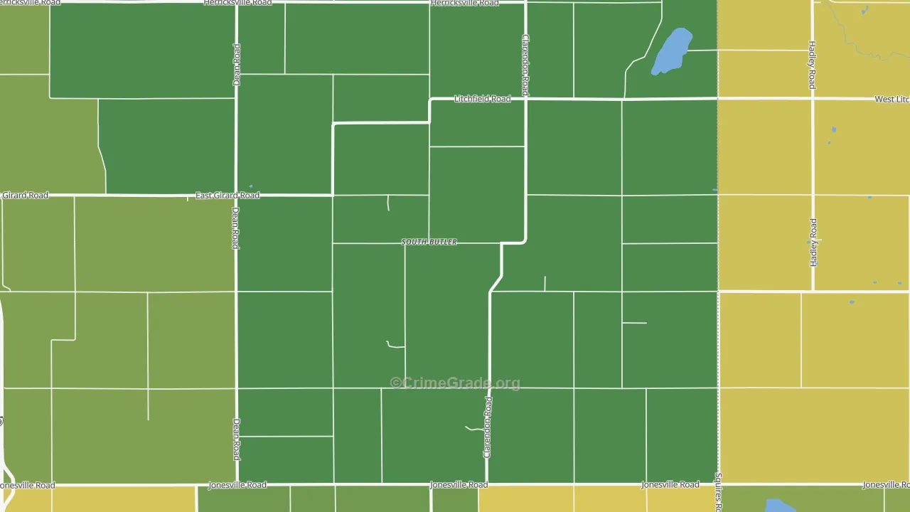 South Butler, MI Map of Arson Rates