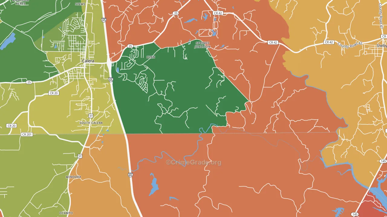 South Calera, AL Map of Arson Rates