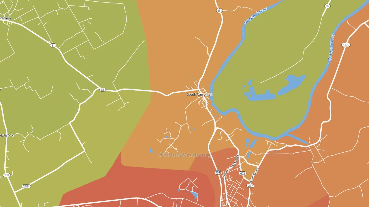 South Carrollton, KY Map of Arson Rates
