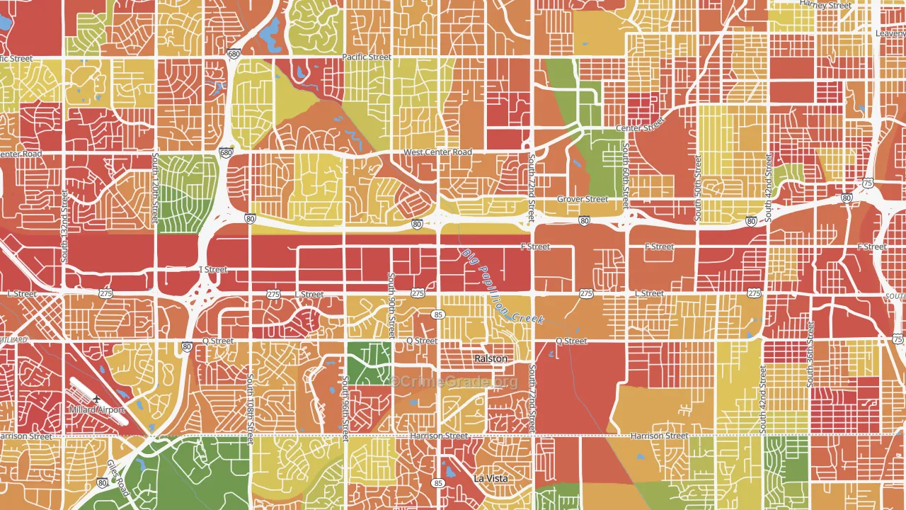 South Central Omaha, Omaha, NE Map of Arson Rates