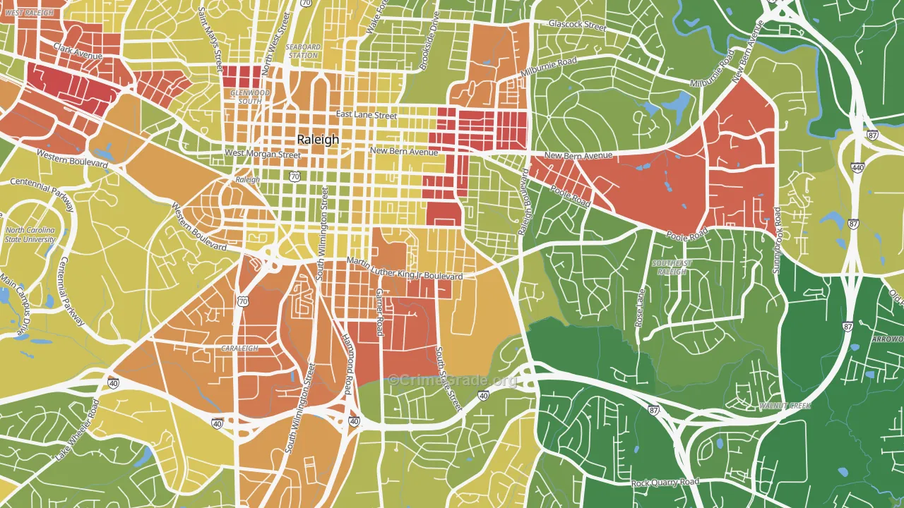 South Central, Raleigh, NC Map of Arson Rates