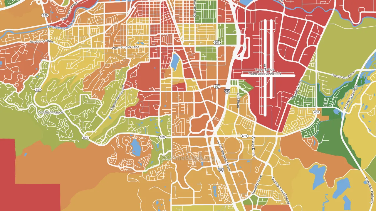 South Central, Reno, NV Map of Arson Rates