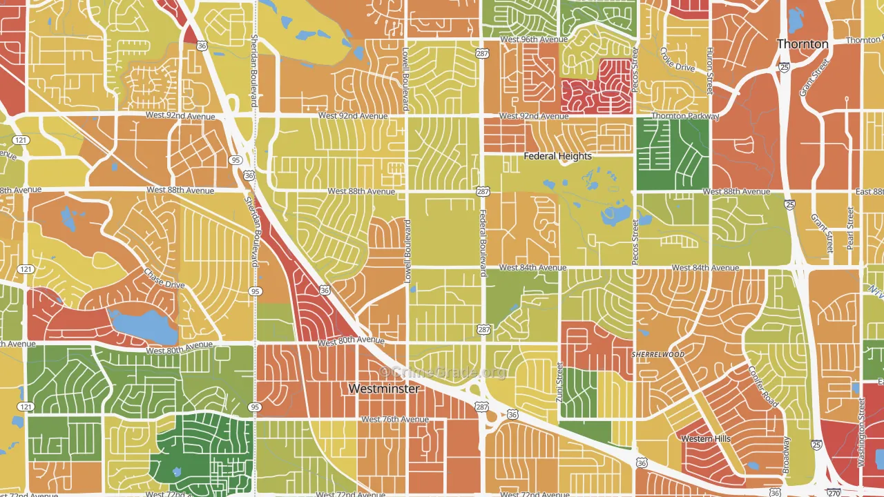 South Central Westminster, Westminster, CO Map of Arson Rates