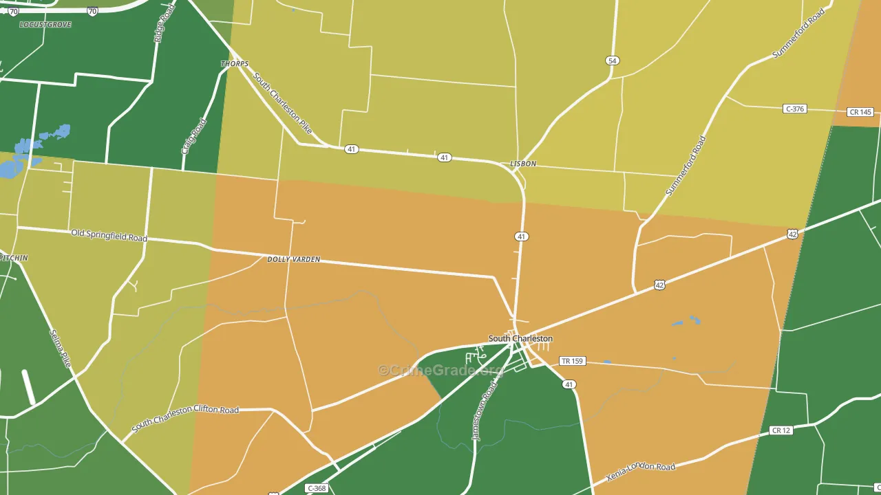 South Charleston, OH Map of Arson Rates