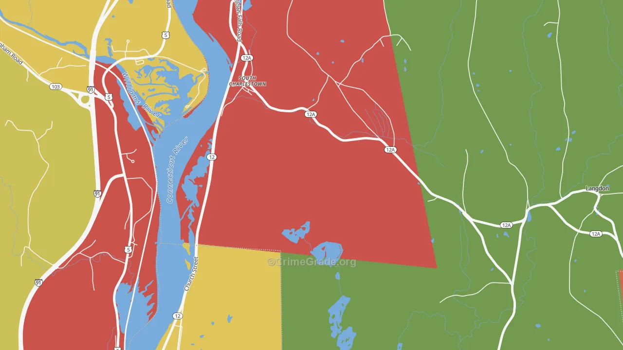 South Charlestown, NH Map of Arson Rates